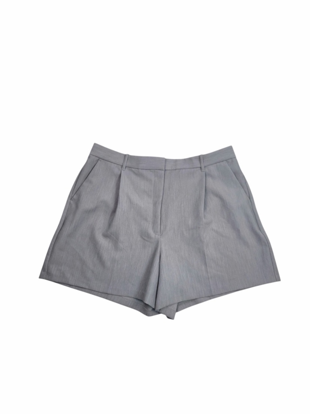 Abercrombie & Fitch Light Grey Pleated High Rise Tailored Suiting Shorts XL